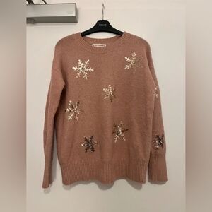Women's Pink Sweater with Snowflake Design